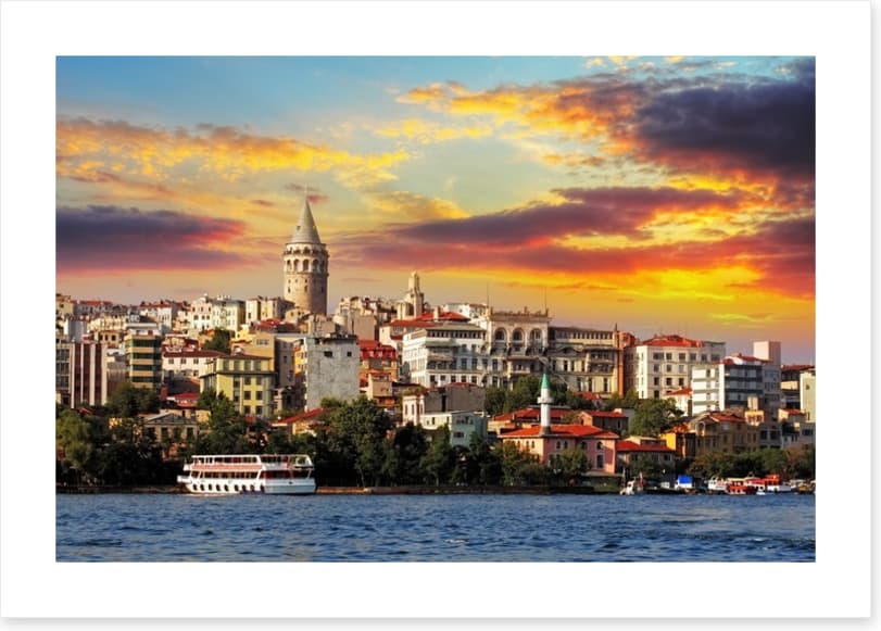 Istanbul skyline sunset