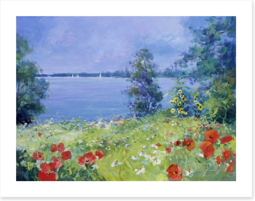 Poppies by the lake