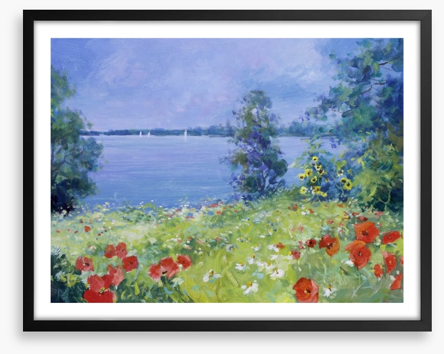 Poppies by the lake