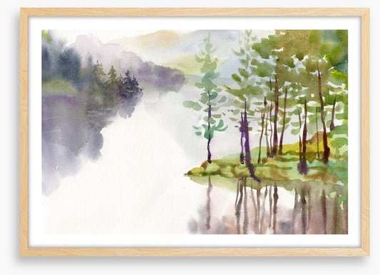 Misty river watercolour