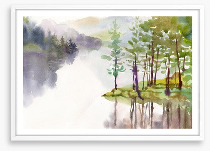 Misty river watercolour