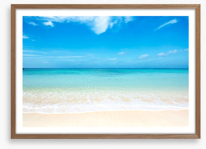 Blue skies white sand
