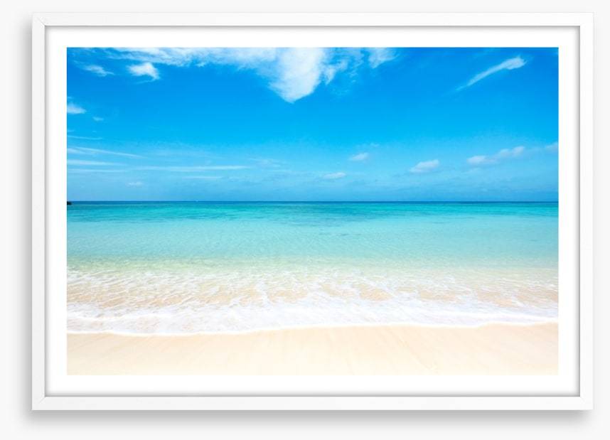 Blue skies white sand