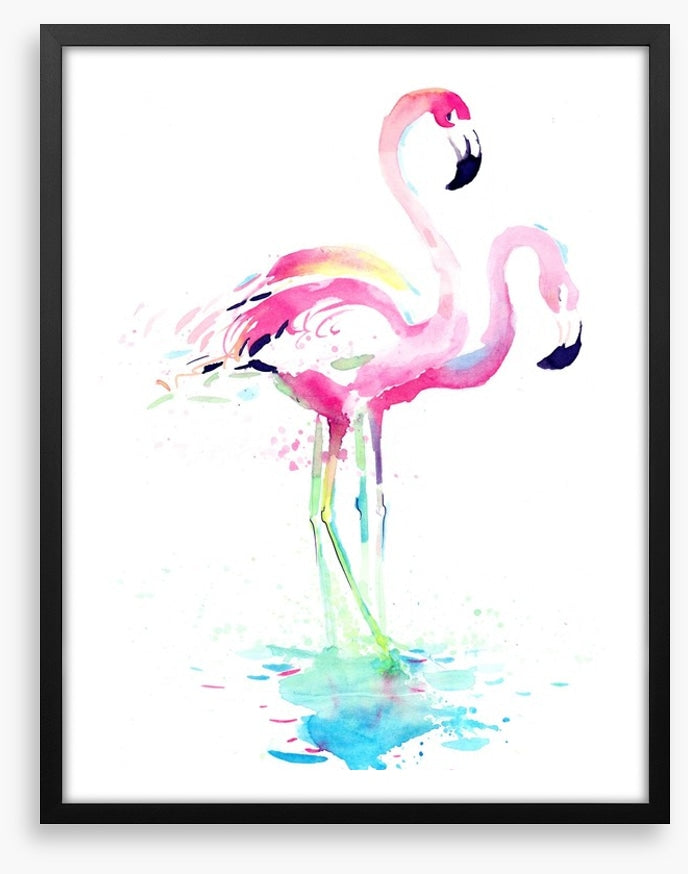 Pink flamingo watercolour