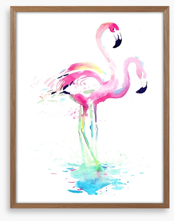 Pink flamingo watercolour