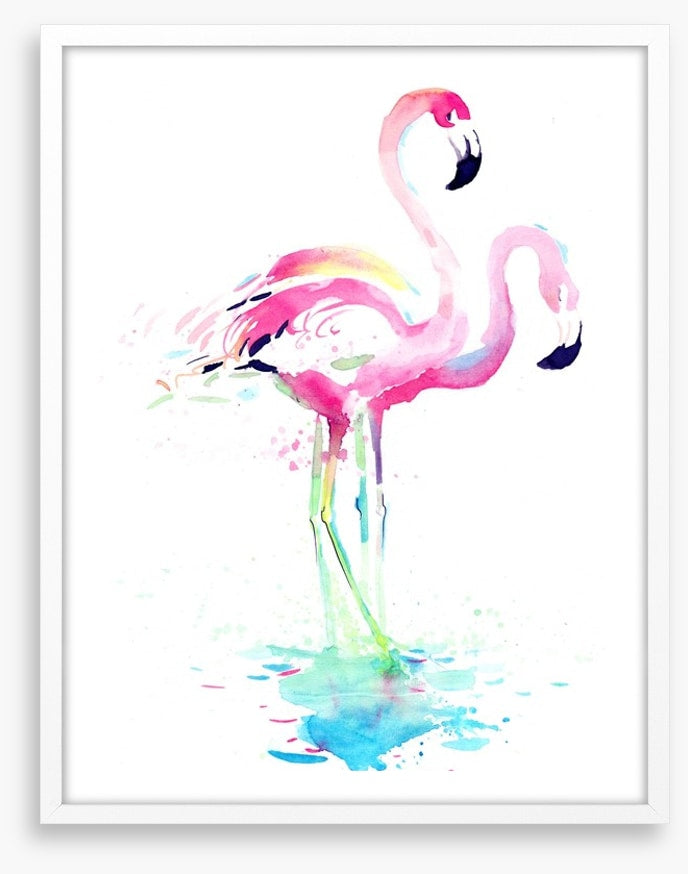 Pink flamingo watercolour