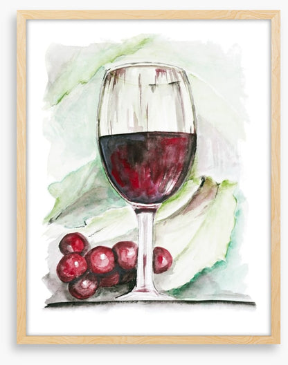 Red wine and grapes