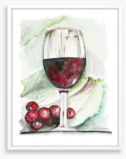 Red wine and grapes