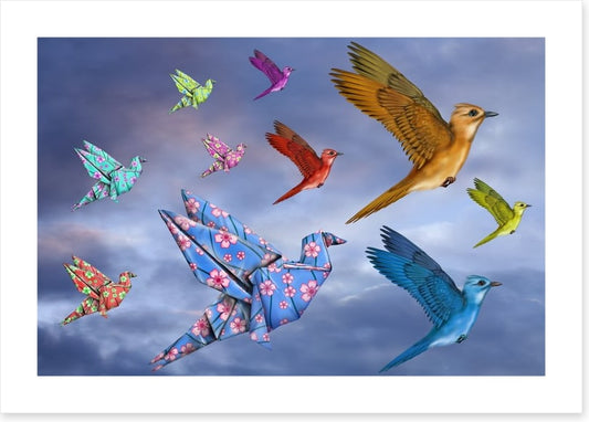 Origami bird dreamscape