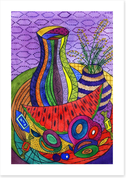 Pitcher with fruit
