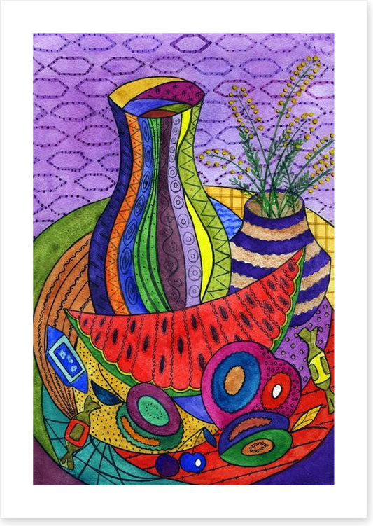 Pitcher with fruit