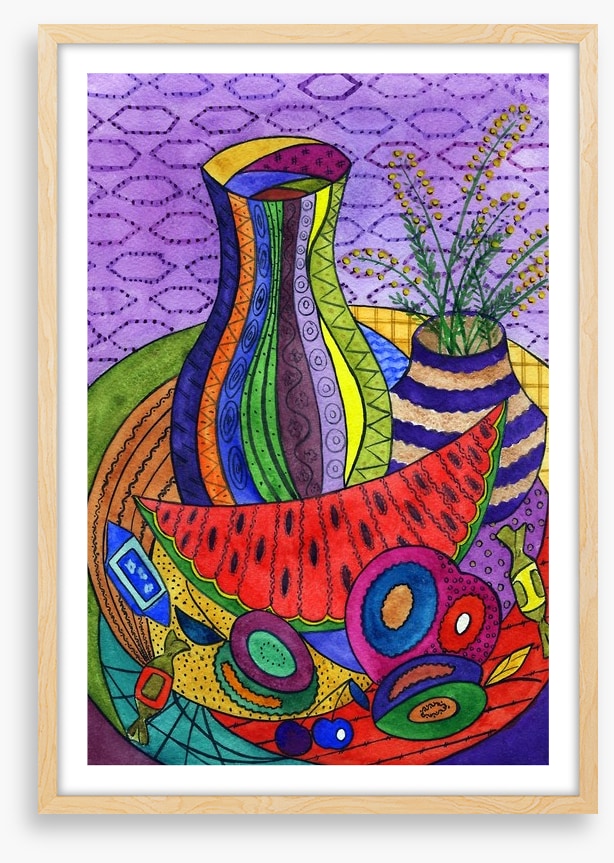 Pitcher with fruit