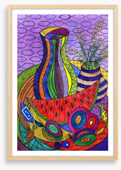 Pitcher with fruit