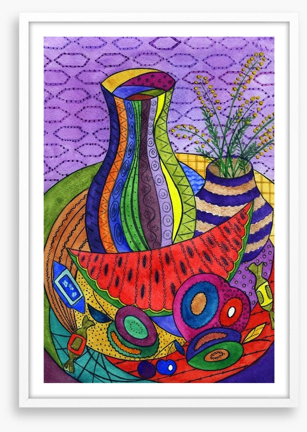 Pitcher with fruit