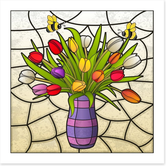 Stained glass tulips