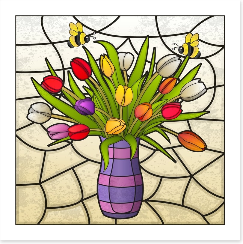 Stained glass tulips