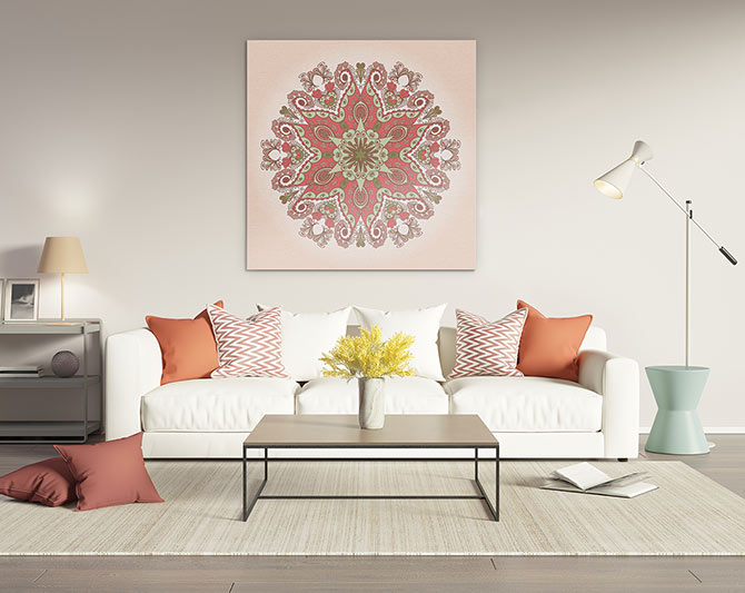 Mint peach mandala