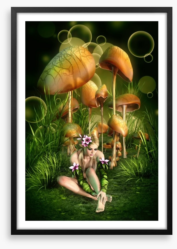 Under the mushrooms