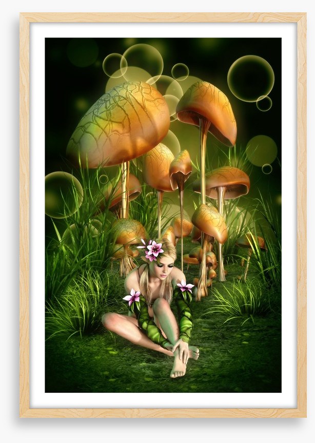 Under the mushrooms
