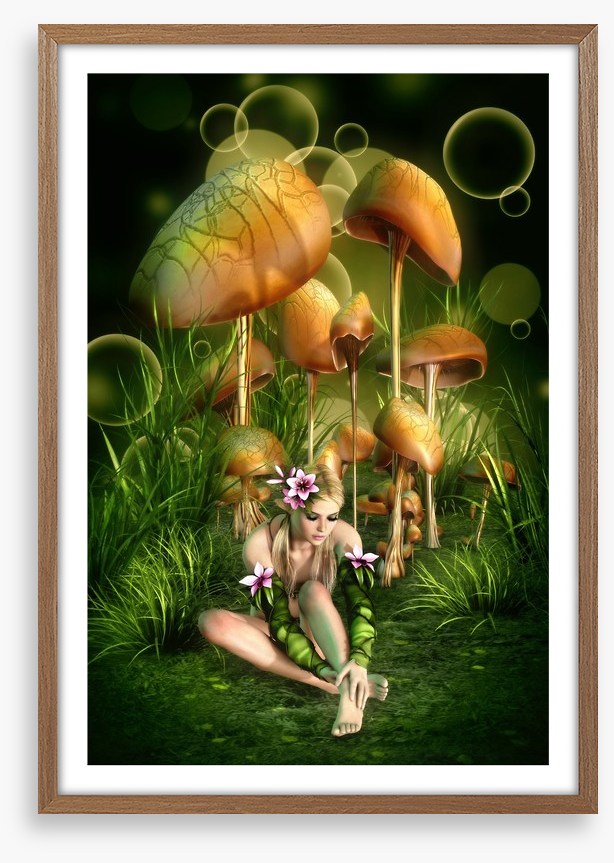 Under the mushrooms