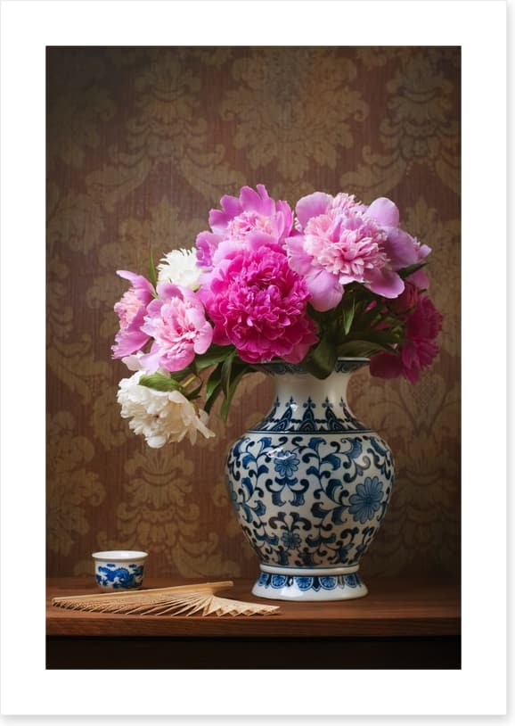 Peonies in a chinese vase