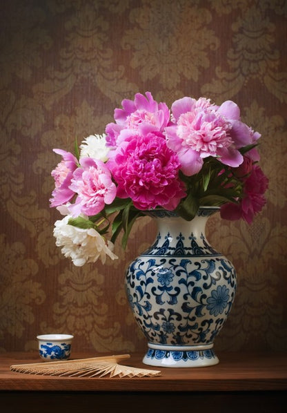Peonies in a chinese vase