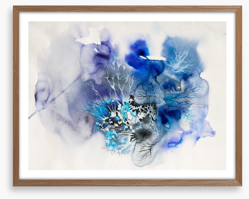 Ink blot abstract in blue