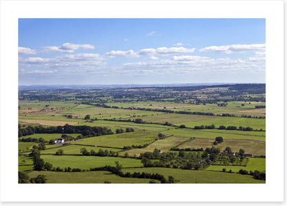 Green patchwork fields, England