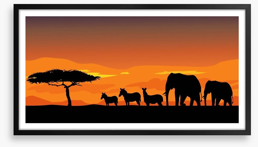 African safari at sunset