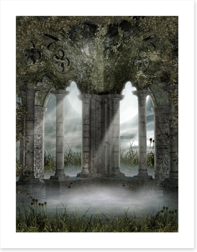 Moon behind the arches