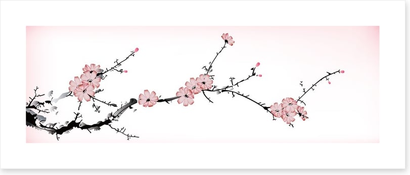 Pink blossom branch