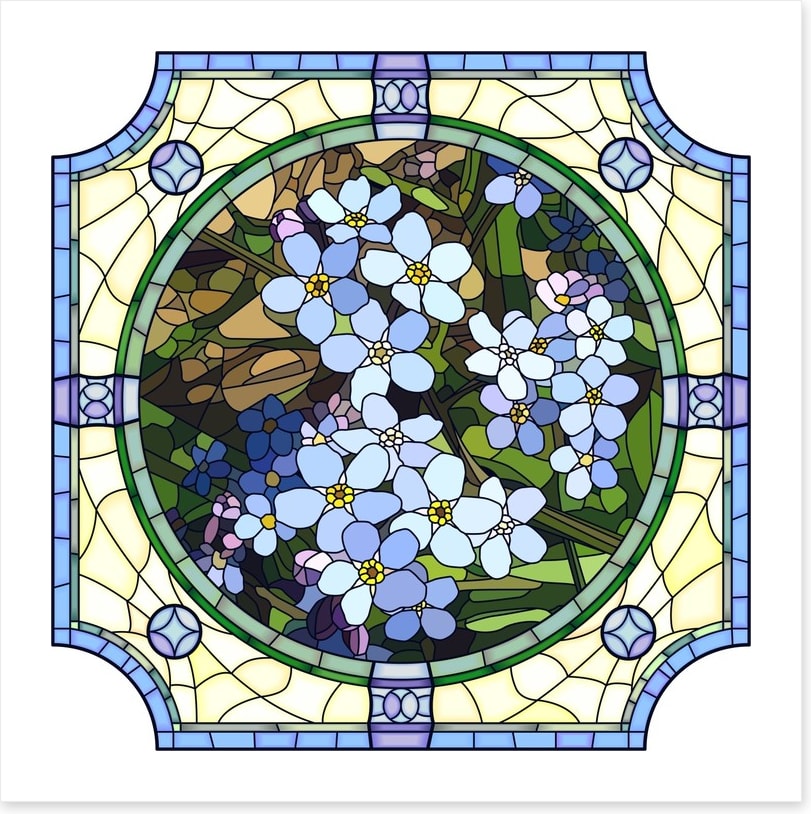 Blue forget-me-not art nouveau
