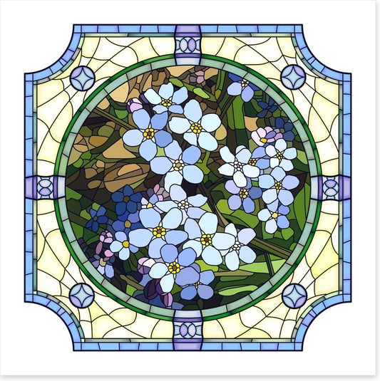 Blue forget-me-not art nouveau