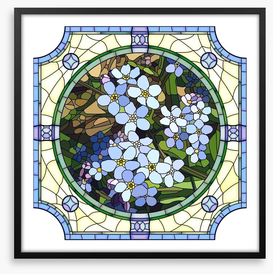 Blue forget-me-not art nouveau