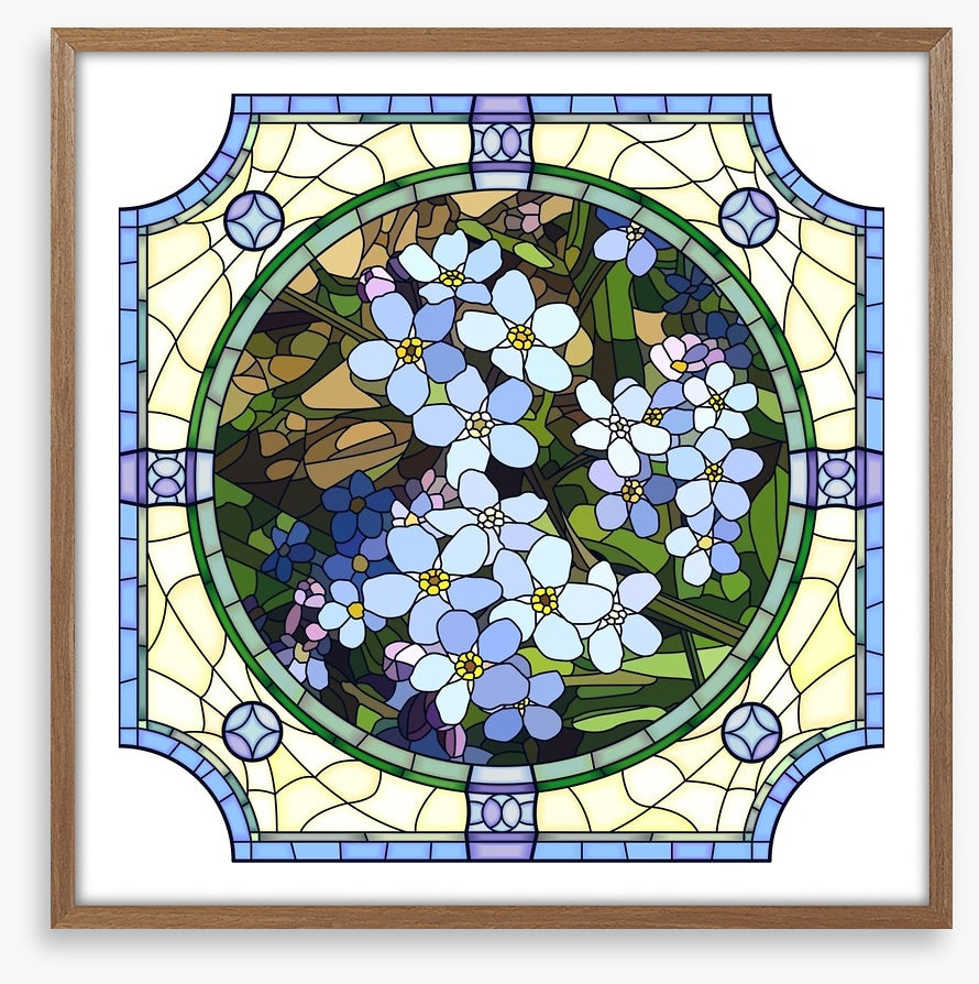 Blue forget-me-not art nouveau