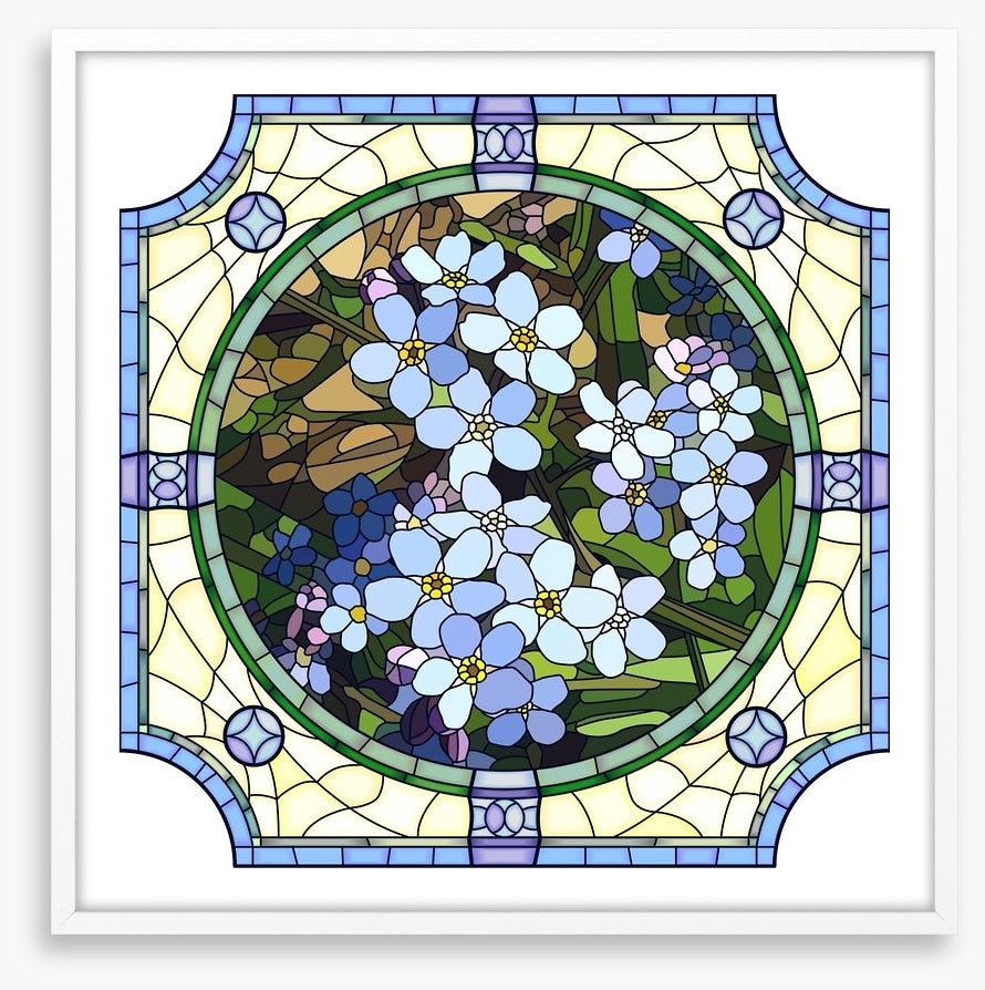 Blue forget-me-not art nouveau