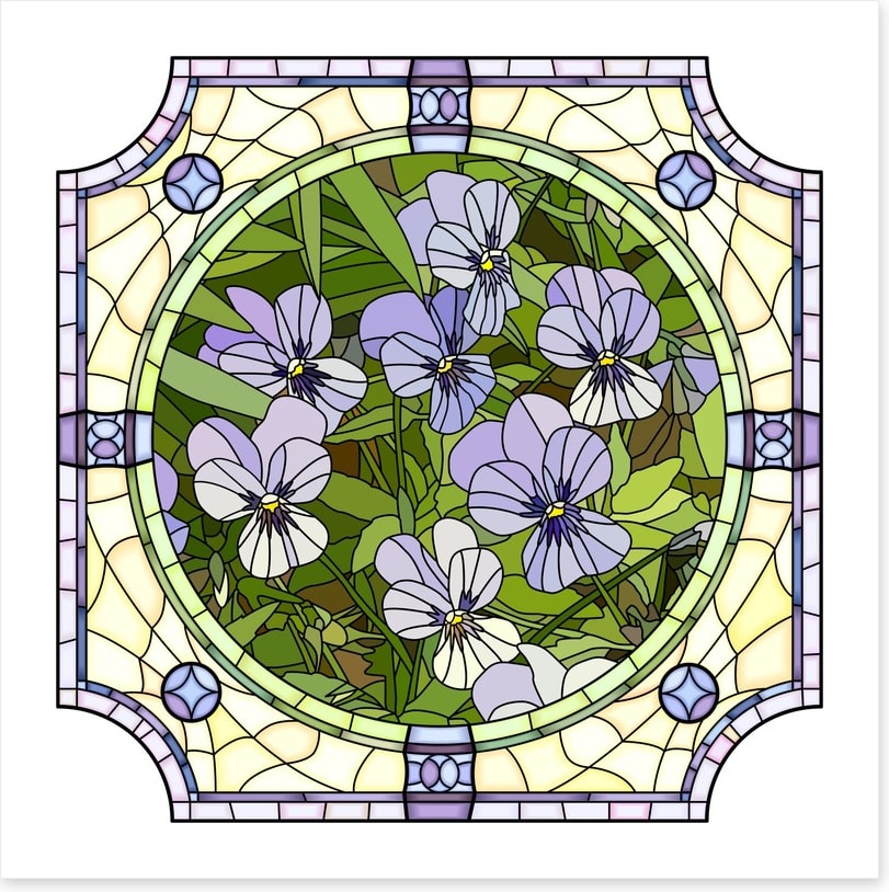 Purple pansy art nouveau