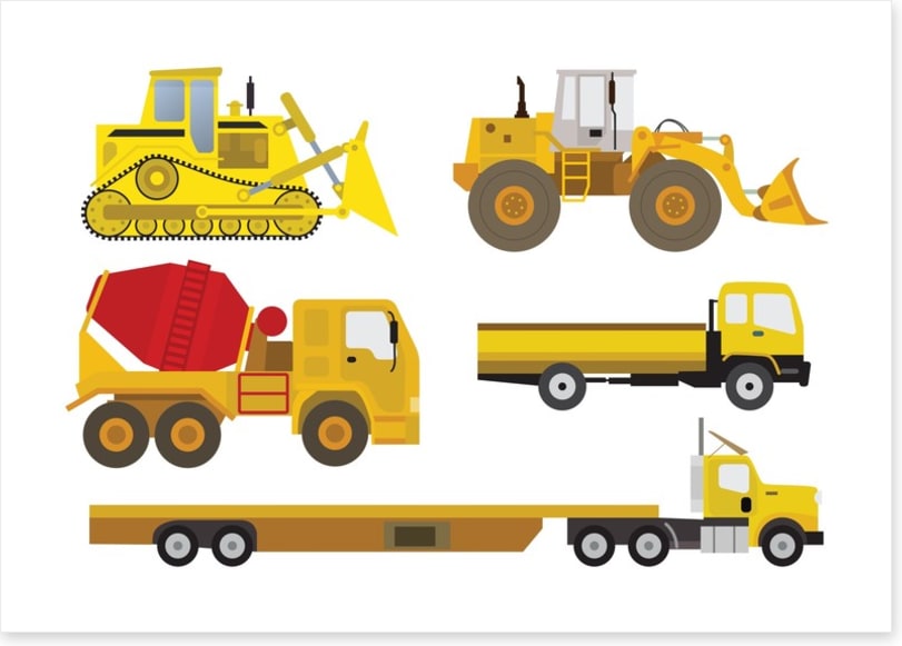 Trucks and diggers