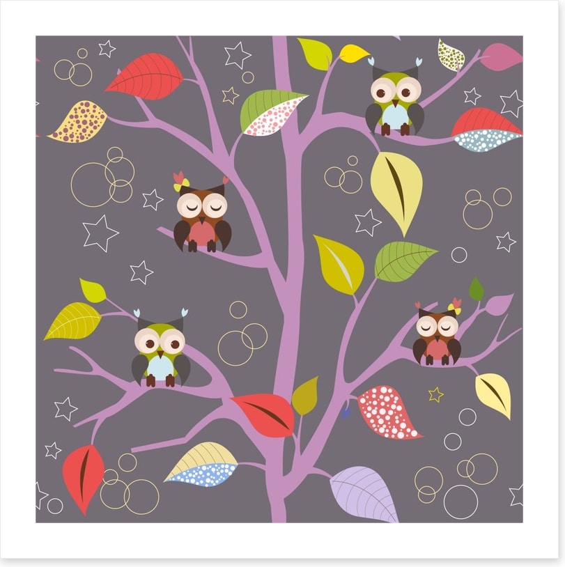 Fairytale tree with owls