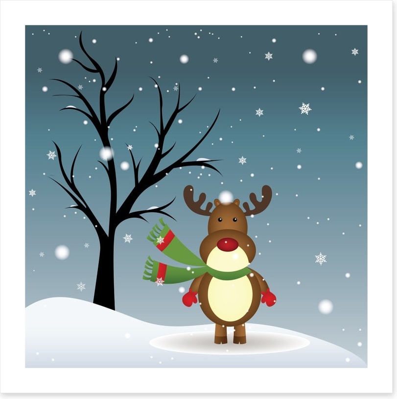 Rudolph in the snow
