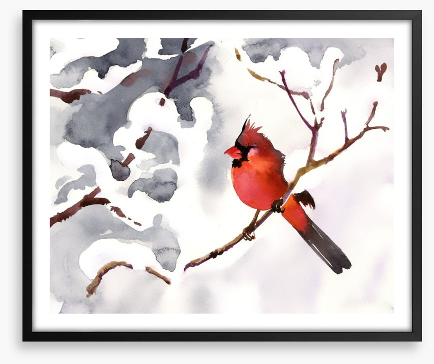 Red snow bird