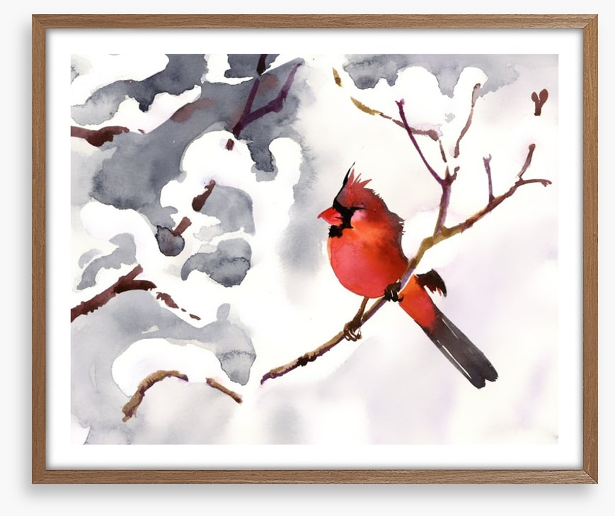 Red snow bird