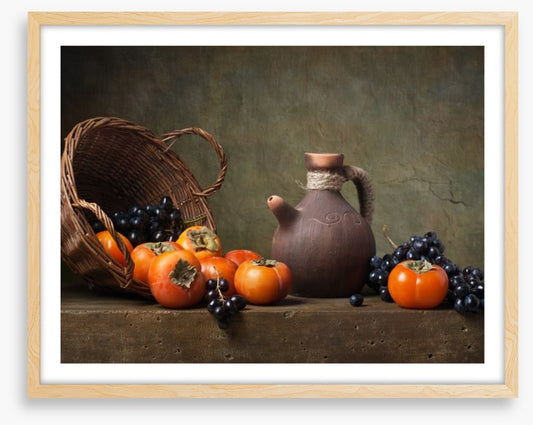 Persimmons and grapes