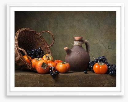 Persimmons and grapes