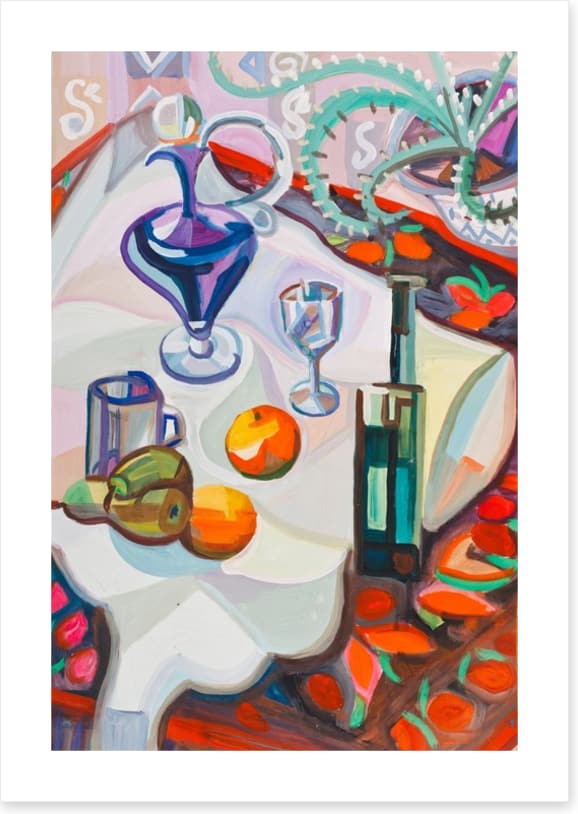 Still life with violet decanter