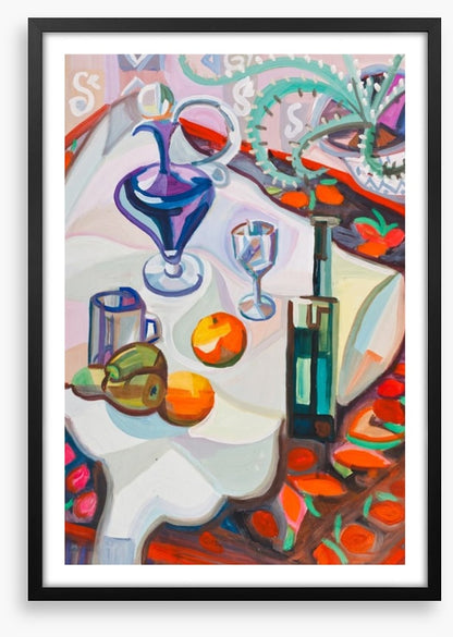 Still life with violet decanter