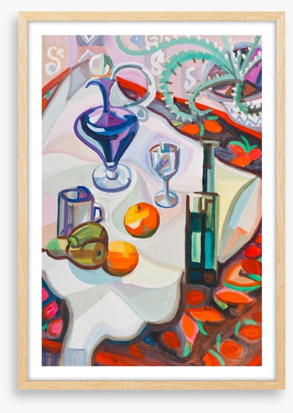 Still life with violet decanter