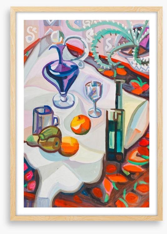 Still life with violet decanter