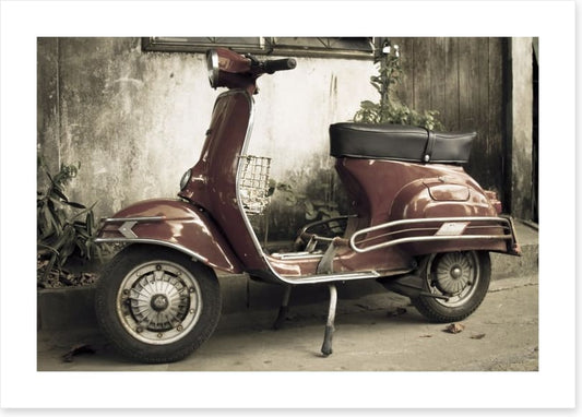 Retro red moped