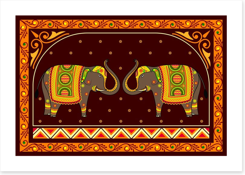 Decorated elephants